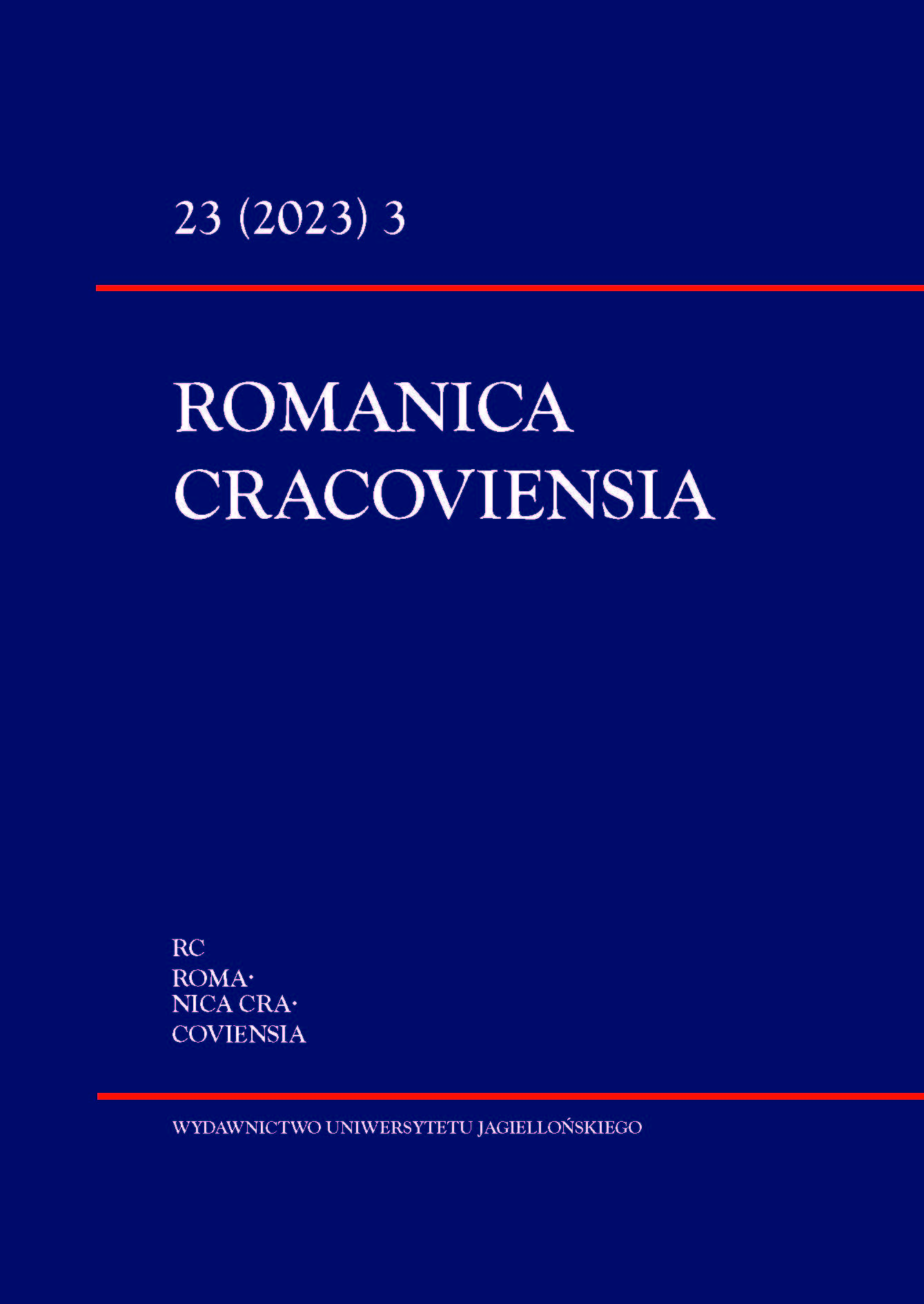 Cover of Romanica Cracoviensia 23 (2023) Issue 3