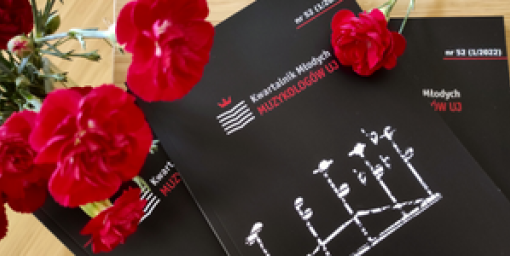 Pile of " The Jagiellonian University Young Musicologists Quarterly" iisues with red flowers