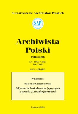 Archiwista Polski 1 2023 - okładka